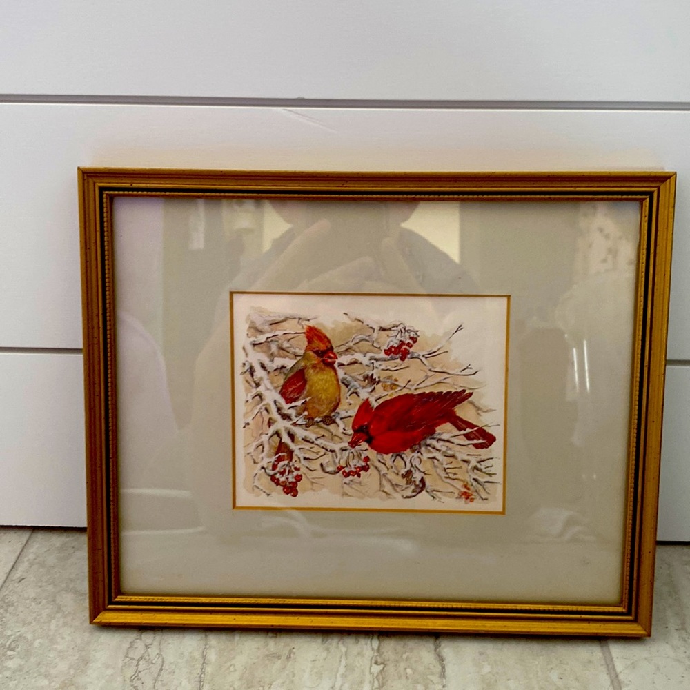 Beautiful Gold Framed Cardinal Picture Portrait Male and Female